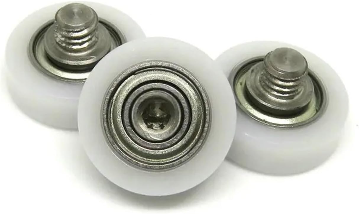 Pack of 5 19mm Diameter Packed Plastic Bearing Smooth Wheel with M5 Screw 19xM5 BS60519-7C1L6M5 OD POM Wrapped Flat Roller(OD12 x W3 x M3)