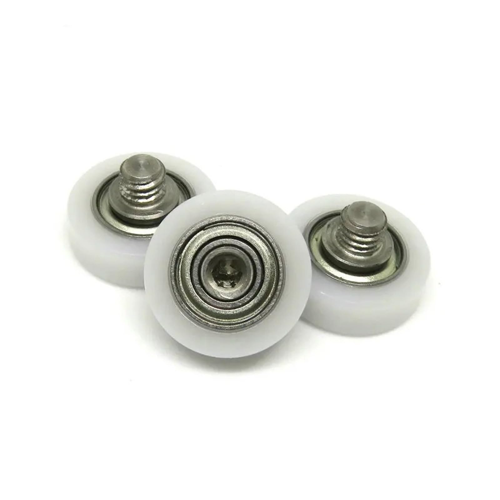SFJSFIMQ Pack of 5 19mm Diameter Packed Plastic Bearing Smooth Wheel with M5 Screw 19xM5 BS60519-7C1L6M5 OD 19mm POM Wrapped Flat Wheel Roller(OD13 x W4 x M4)