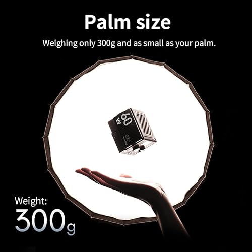 Miniatura 2 de Zhiyun Luz de video Molus G60, luz COB de bolsillo de 60 W con control de aplicación Bluetooth, 2700K-6500K, CRI 96+TLCI 97+, luz de cámara portátil