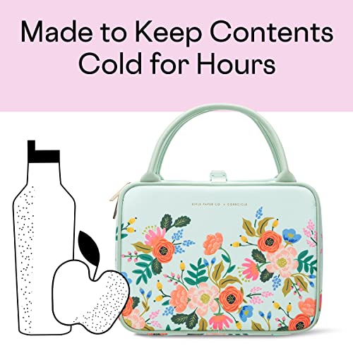 Corkcicle & Rifel Paper Co. Baldwin Boxer Cooler Lunch Box, Water Resistant Insulated Bag, Perfect For Traveling With Wine, Beer, Ice Packs, And Lunches, Mint Lively Floral #TOP2