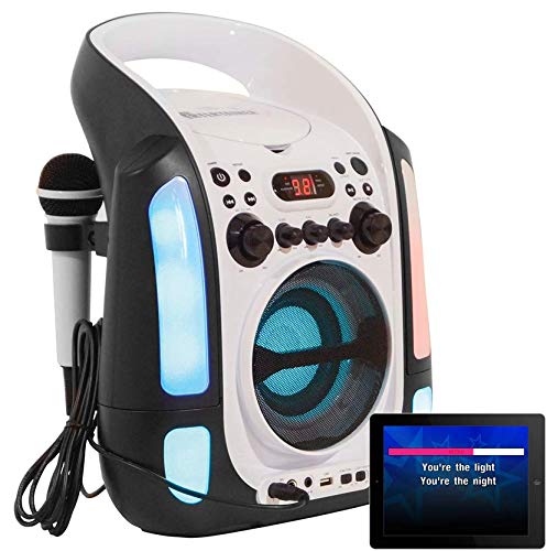 Máquina de karaoke Bluetooth CDG / MP3G / USB. Luces de discoteca incorporadas. 240 canciones. 2 micrófonos