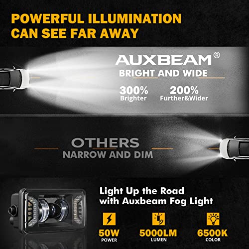 Auxbeam New Upgraded Led Fog Lights Lamp For Ford F150 2015-2020, 50W 200% Brighter With Drl&Turn Signal Dot Approved Waterproof Assembly Kit - Black #TOP2
