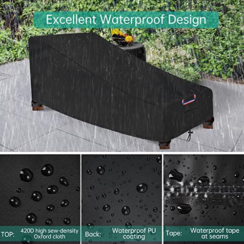 Henayuk Chaise Lounge Covers Outdoor Waterproof, Outdoor Chaise Lounge Cover, Patio Chaise Lounge Covers, Patio Furniture Cover For Outdoor Chaise Lounge, 68L X 30W X 30H Inch #TOP4
