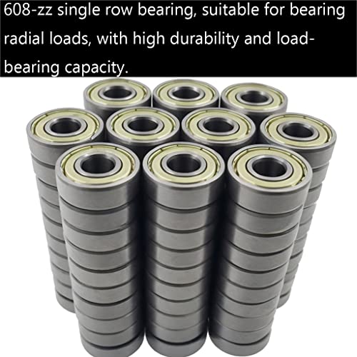 Tonmp Rolamento de esferas 608-zz de 200 peças - rolamentos profundos em miniatura blindados e selad
