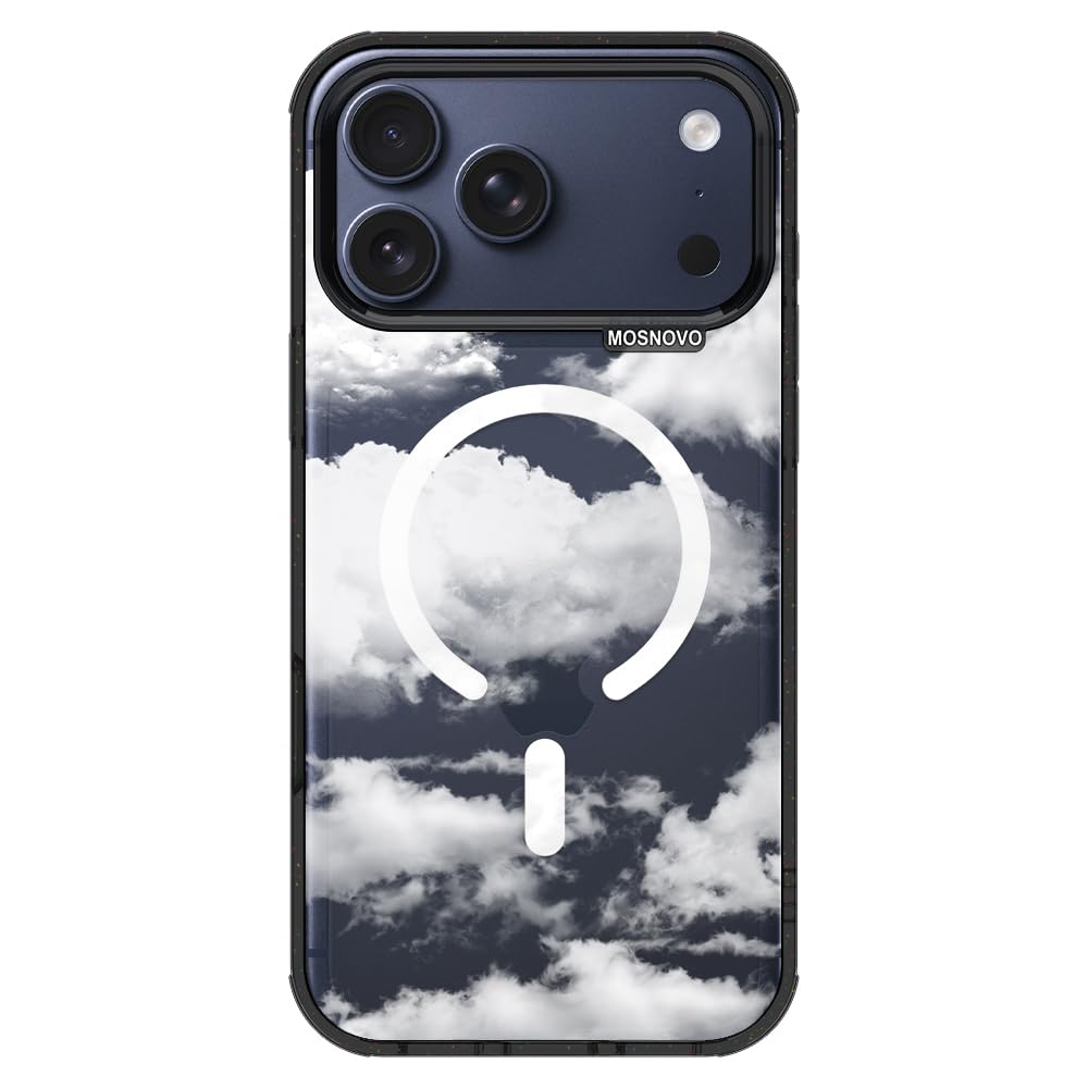 Coque iPhone 17 Pro Max haut de gamme design nuage transparent noir chic - 8