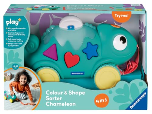 Ravensburger Play+ Colour & Shape Sorter – Chameleon | 3-in-1 Shape Sorting & Pull-Along Toy | Encourages Early Learning & First Steps | 6 Months and Up - Image 6