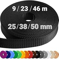 TECEUM 38 mm Gurtband – Schwarz – 9 Meter - Gurtband zum Klettern im Freien drinnen Basteln DIY (1.5” 10y)
