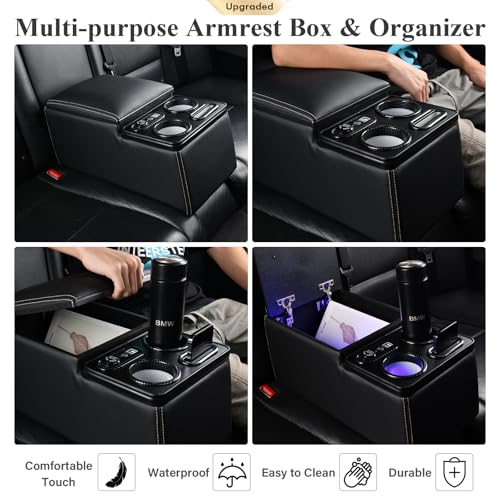 Coverado Car Center Console, Universal Rear Bench Seat Console, Back Seat Car Organizer, Automotive Center Console with Cup Holder & Phone Holder, Central Armrest Box (Update, Black) by Coverado - Image 7