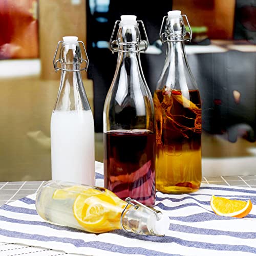Image of Clip Top Preserve Bottles - 2 Pack of 500ml Clear Glass Bottles with Airtight Stoppers, Swing Top Bottles for Beer Brewing, Wine, Condiments, Beverages, Oil, Vinegar (Pack of 2)