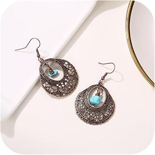 Handmade Bohemian Brown Ethnic Earrings for Women Vintage Geometric Dangle Earring Trendy Boho Vintage Jewelry Gift