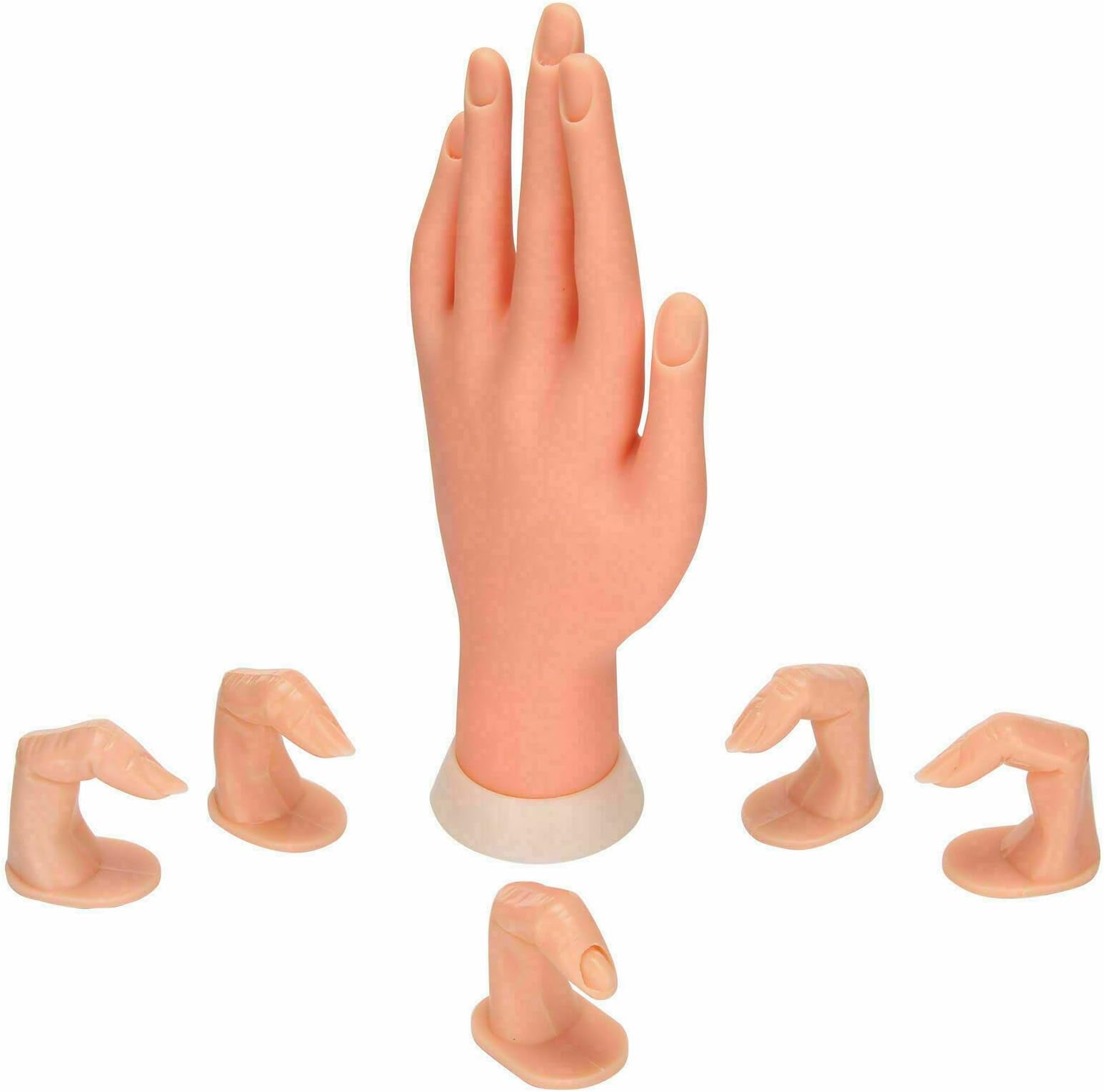 Multibao Flexible Movable Soft Plastic Hand for Fake Nail Art Starter Training, Nail Hand Practice Model False Tool plus 5 Finger Model For Acrylic, Gel & Nail Art