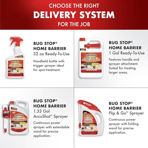 Spectracide Bug Stop Home Barrier2, 1.33 Gallons, AccuShot Refill Kills on Contact for Indoor Plus Outdoor Foundation Treatment Insect Control, Kills Ants, Roaches, Spiders, Fleas, Silverfish