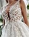 Women’S Spaghetti Strap Wedding Dress|Lace Applique Corset High Slit Bridal Gown|for Fashion Bride Champagne