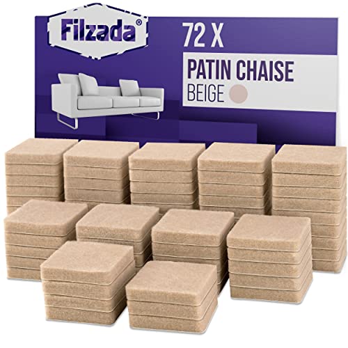 Filzada® 72x Patins en Feutre Auto-adhésifs - Carré 25 x 25 mm - Beige - Patins pour Meubles Professionnels en Feutre avec adhésif idéal