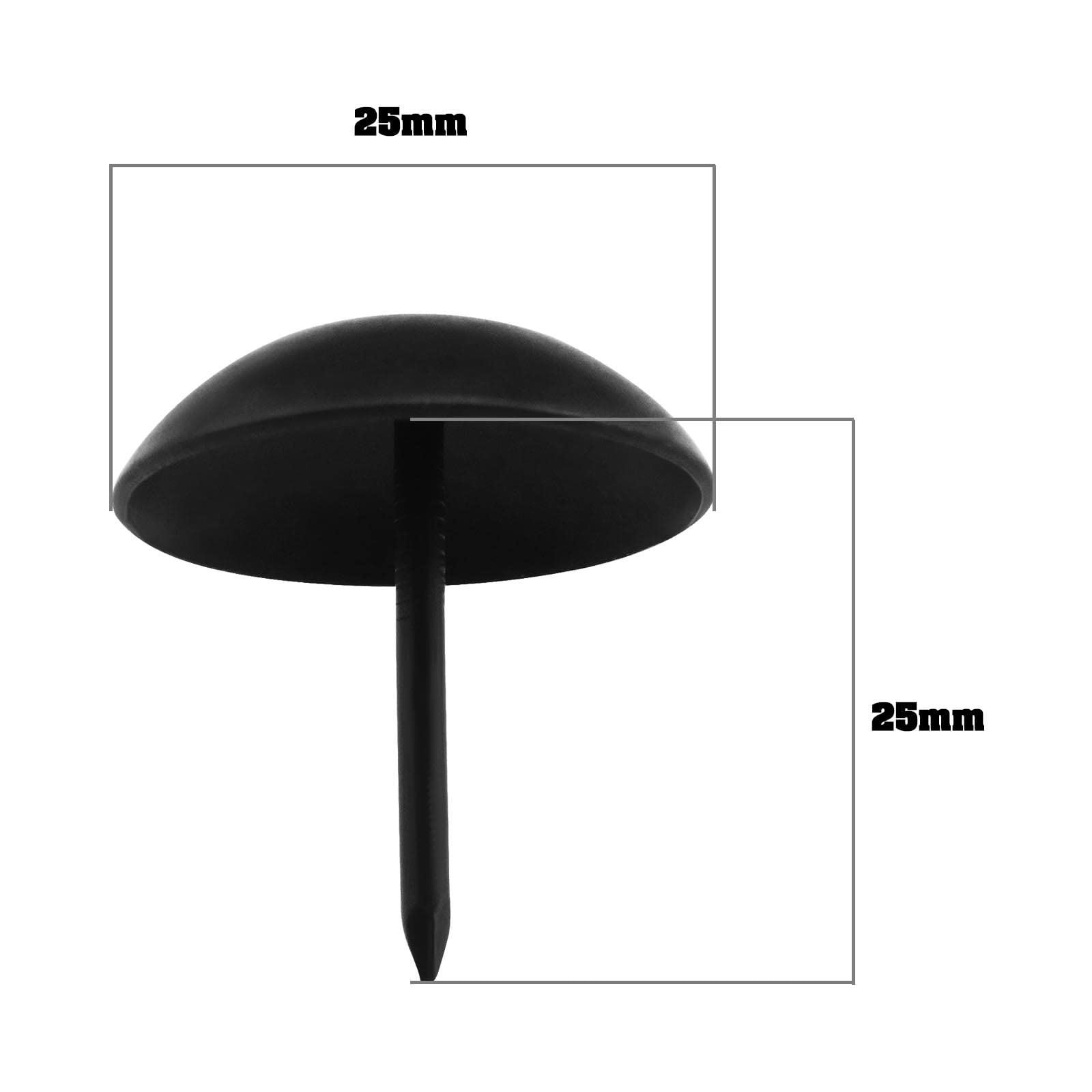 Image secondaire de Lot de 12 clous décoratifs noirs pour meubles - Style rétro 25x25 mm