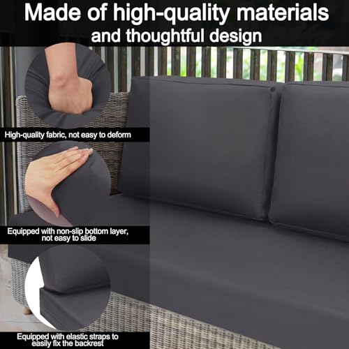 Wenqik 3 Pcs Waterproof Outdoor Seat Cushion Covers Slipcover, Dark Gray by Wenqik - Used condition - Image 7