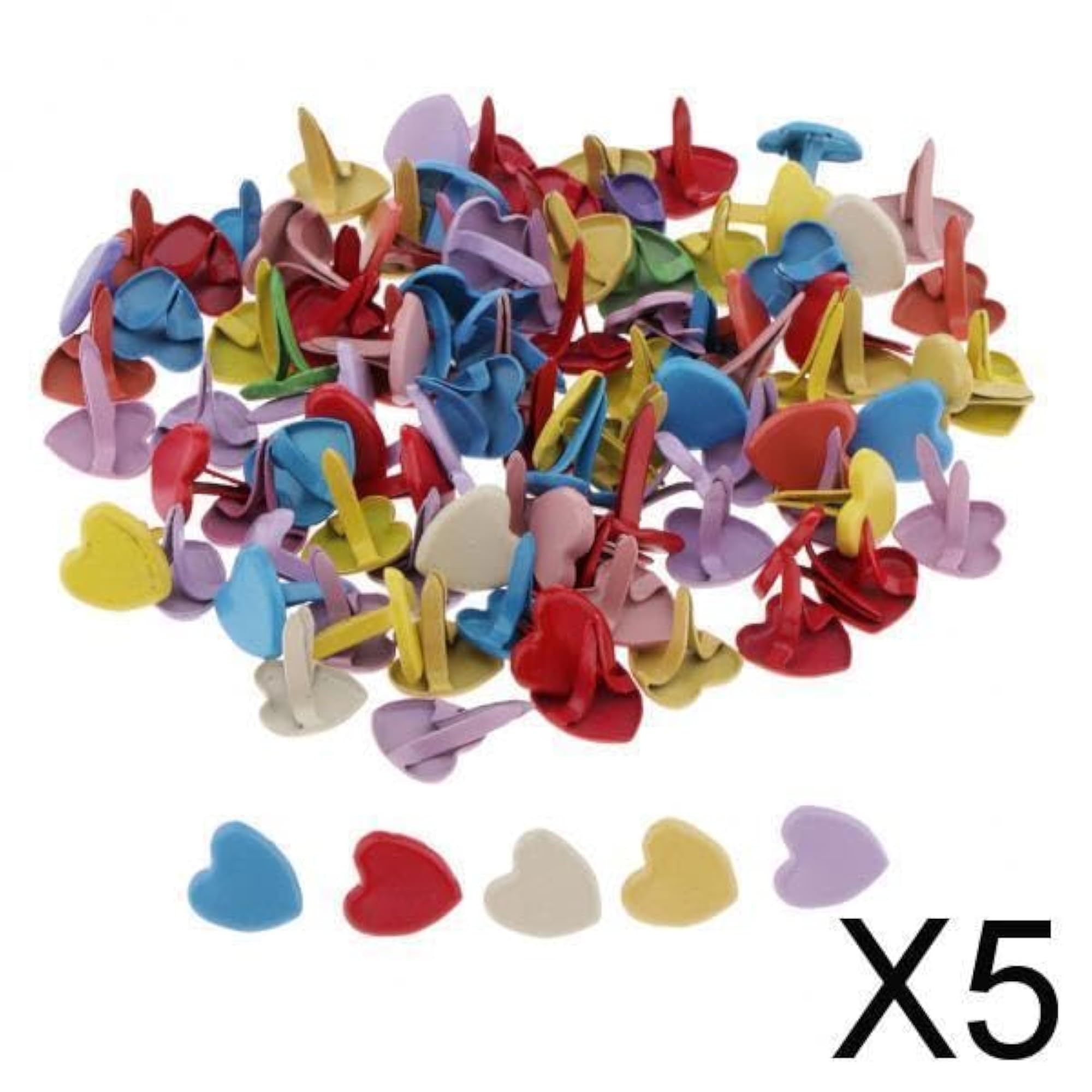 50/100 Pieces Colored Metal Heart Head Brads