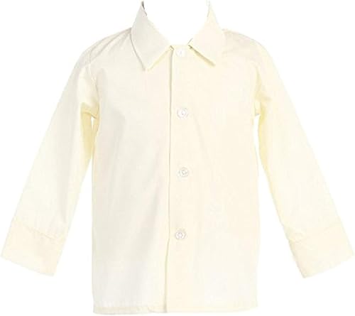 Lito Camisa de vestir simple de manga larga para niños, Marfil