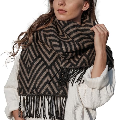 ANJBAM OEM Seasonal Clearance Soft Acrylic Polyester Blend Versatile Scarf Tassel Edge Soft Warm Cashmere Feel Birthday Gift For Men & Women