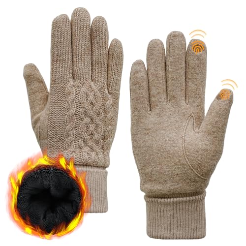ACUSHLA-Handschuhe aus Merinowolle für Männer und Frauen – Fleecegefütterte, schwere, warme Touchscreen-Handschuhe für kaltes Wetter im Winter, weiche, thermische...