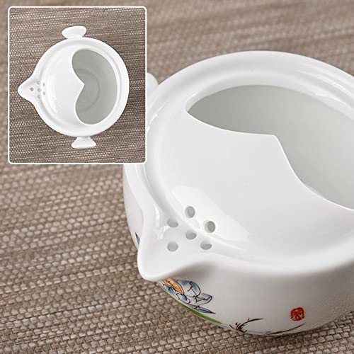 Image of Liang baobao Convenient Teapot Cup Porcelain Teacup White Glazed Travel tea set (White)