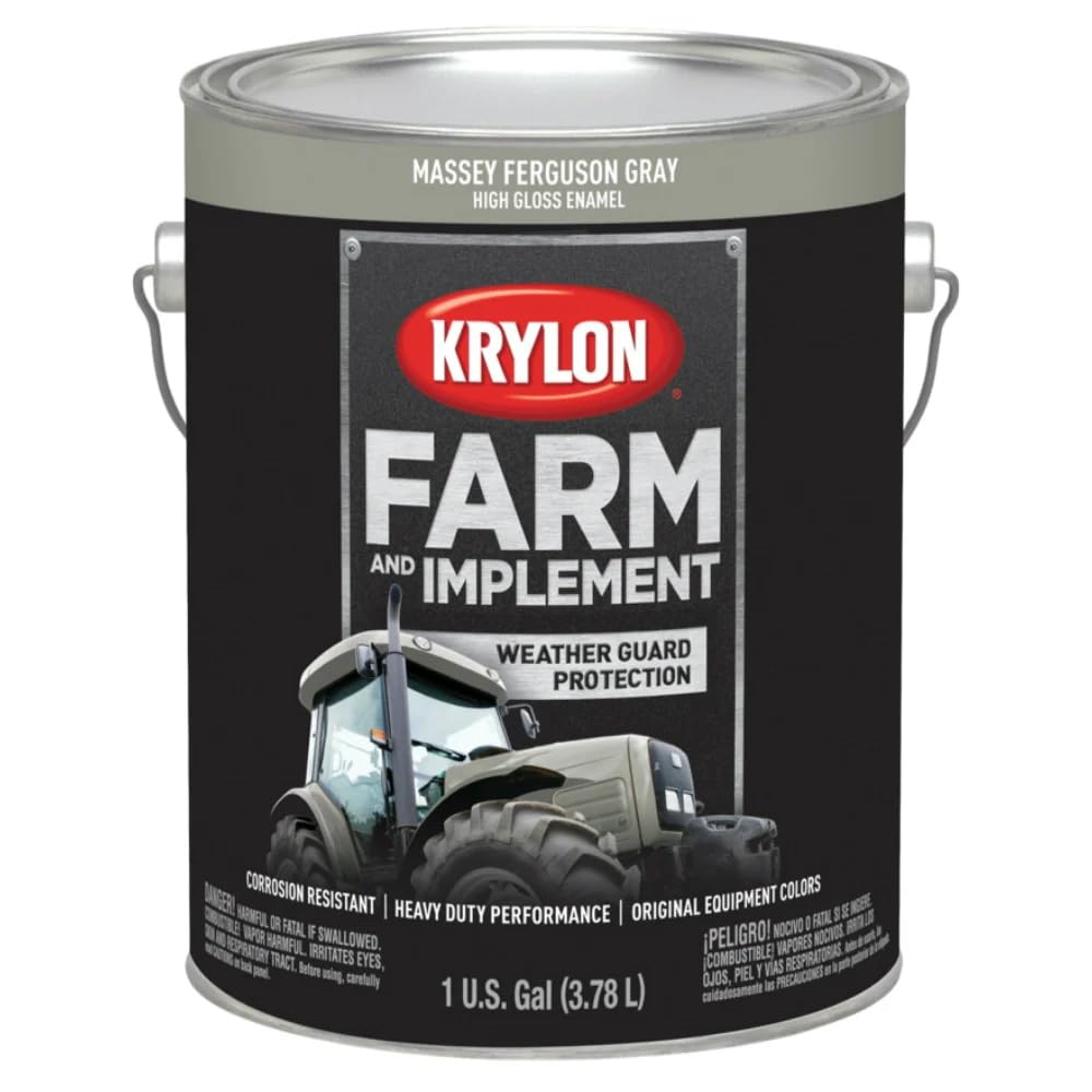 Krylon 2031 Farm &amp; Implement Brush, High Gloss, Massey Ferguson Gray, 1 Quart Architectural Paints