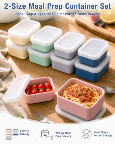 Image of 8 PCS Silicone Freezer Molds with Lid, Silicone Soup Freezer Molds Meal Prep Containers ((1 Cup, 2 Cup) 10 Pcs)