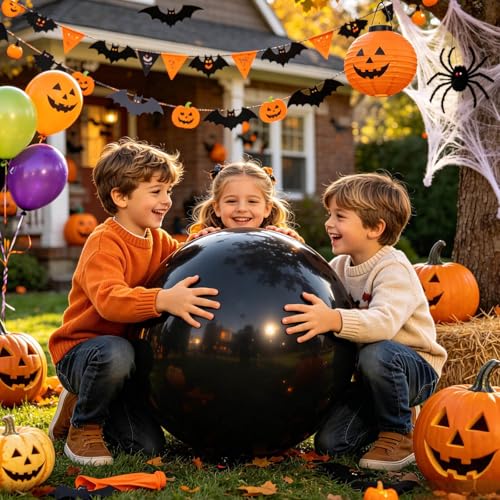 Image of 5Pcs Black Big Balloons 36 Inch, Round Large Latex Party Balloons for Birthday Wedding Decorations