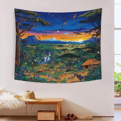 Tapisserie Animaux de la jungle pour décorer un salon ou une chambre d'enfant