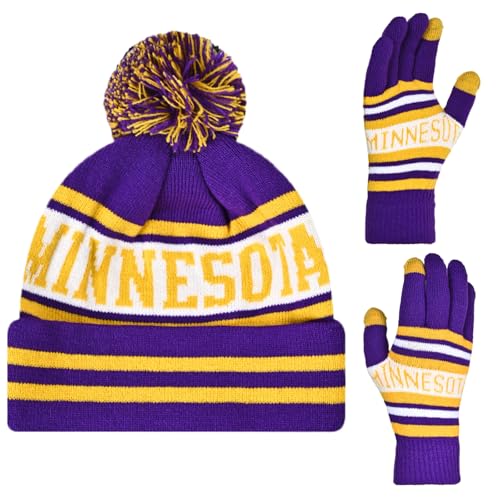 Vintage Classic Skull Cap Beanie Hat Cuffed Winter Hat Knit Comes with Warm Gloves Gifts for Men Women Fans