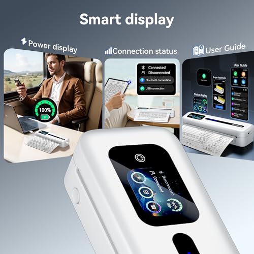 Image of Phomemo M832D Touchscreen Portable Printer Inkless Thermal Wireless Travel | 8.5 x 11 & A4 Size, 300DPI, Bluetooth Small Mobile Compact Printer for Phone /Laptop /Tablet, for Home /Car /School /Office, White