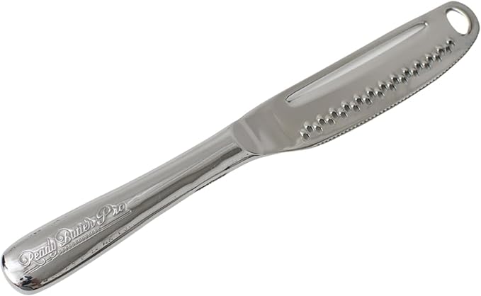 READY BUTTER PRO 3-in-1 Butter Knife - Stainless Steel Serrated Knife With Holes in Blade - Cold Butter Spreader, Curler & Micro Grater - Dishwasher Safe