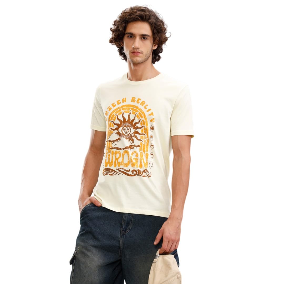 wrogn Men's 180 GSM Pure Cotton T-Shirt | Zen Graphic Print | Slim Fit-picture-25