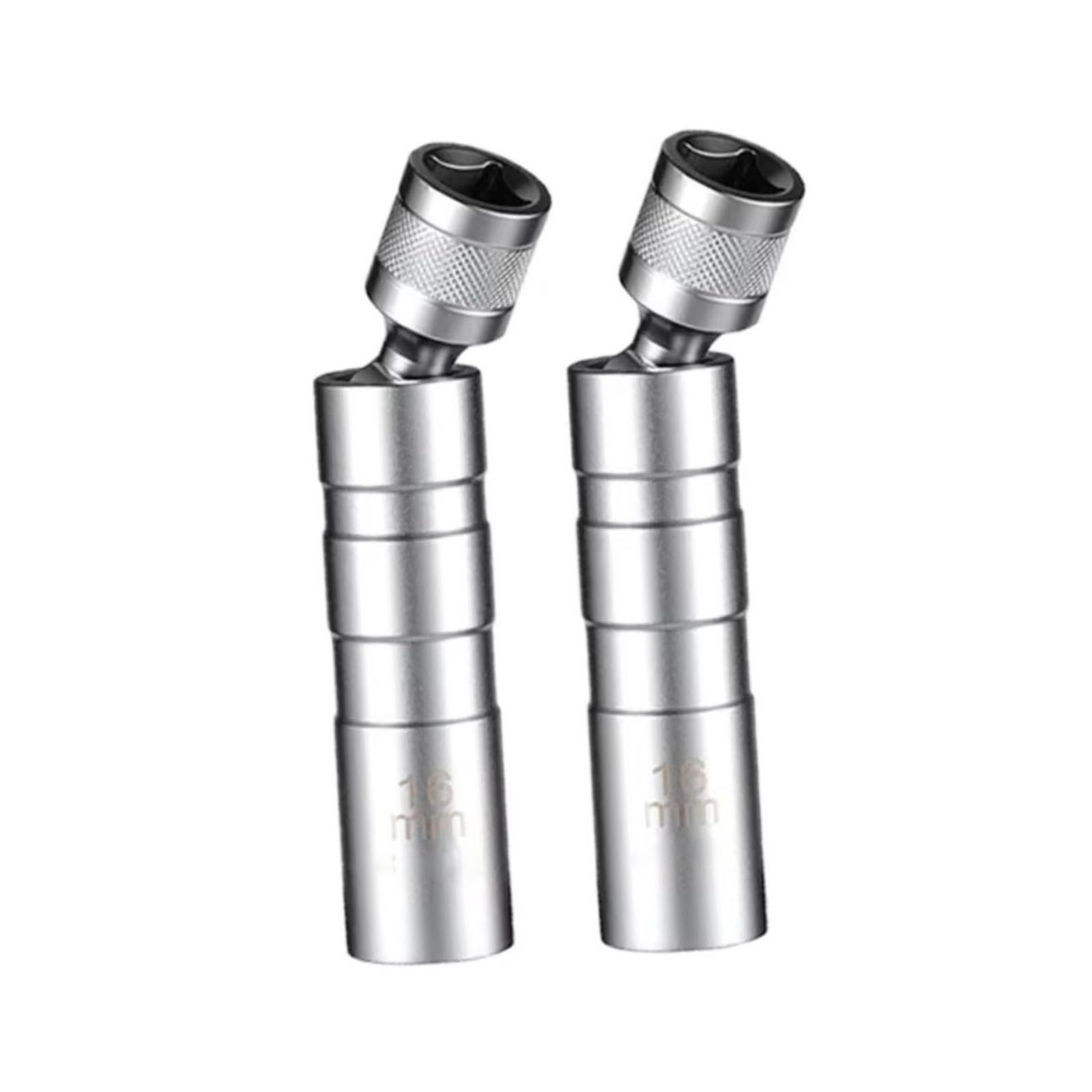 Zündkerzenschlüssel 16 mm, magnetisch, drehbar, dünnwandig, für Zündkerzensteckschlüssel, Zündkerzenschlüsselwerkzeug (2-teilig)