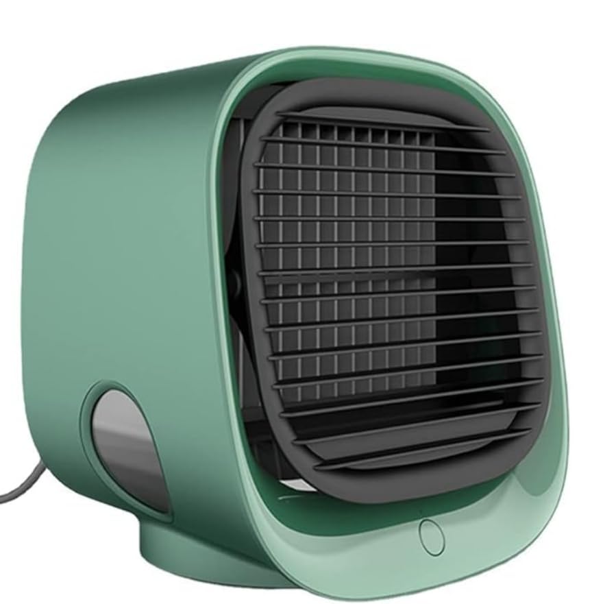 Portable Air Conditioner Instant Cooling Air Cooler Small Aircon Unit for Bedroom for use in Cars Homes Desktops and Offices (Green 156 * 142 * 135mm)
