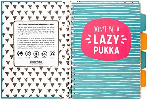 Pukka Pad, Pukka Planet Subject Double Spiral Bound B5 Notebook with Repositionable Dividers - 80GSM Paper with 8mm Lines and Perforated Edges  25.7 x 18.1cm, 2-Pack