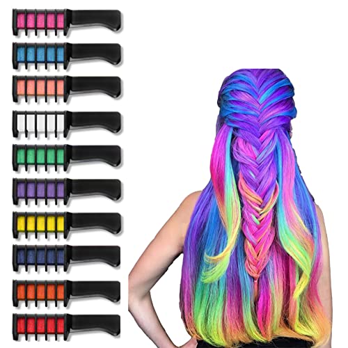 Peine De Tizas Para El Pelo, Juego Tinte Temporal Pelo De Cabello Temporal De 10 Colores, Peine Combinado Lavable No TóXico, Adecuado Para Navidad, Carnaval, Fiesta, Uso De Cosplay Cover