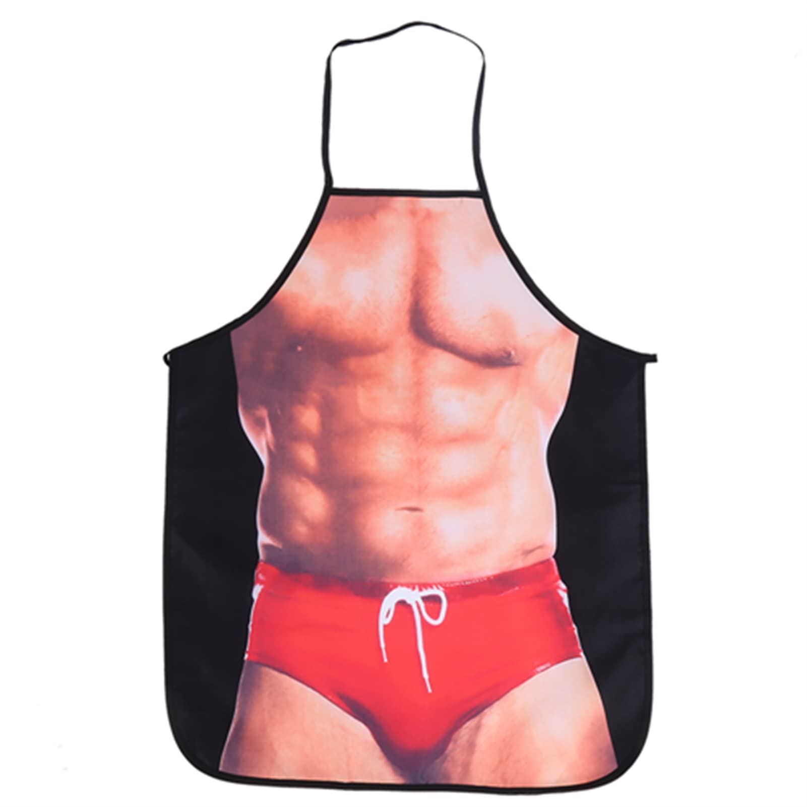Hztyyier Delantal de Cocina Divertido 3D, Sexy Bikini Hombre Mujer Patrón Impermeable Delantal para Cocinar Asar a la Parrilla Fiesta Mordaza Parejas Regalos Novedosos(Hombre musculoso en Bikini)