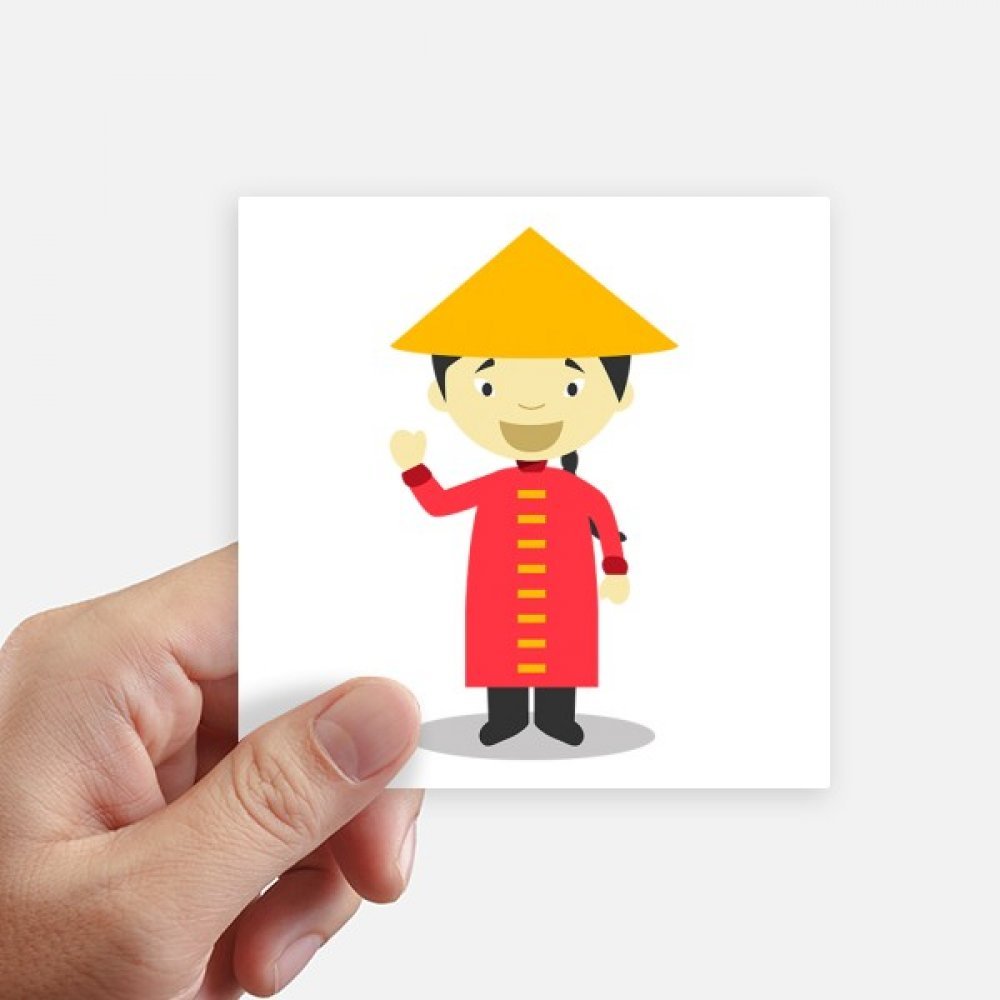 Sticker multicolor 10x10cm robe longue rouge cartoon pour une décoration personnalisée