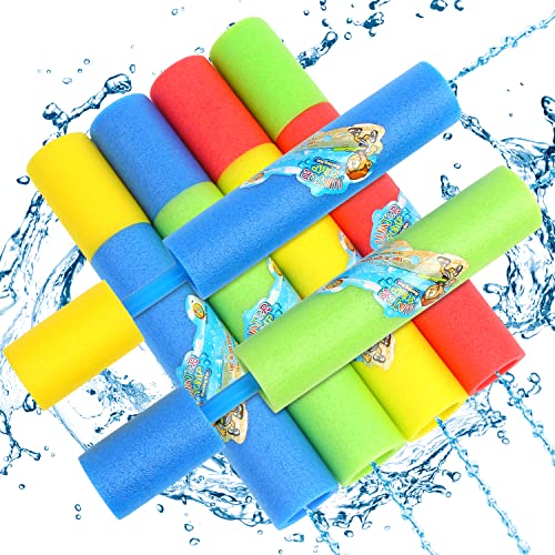 SULOLI 4 Piezas Pistola de Agua，30cm Pistola De Agua De Espuma con 4 Colores，Pequeña Pistola Espum para Batalla de Agua，Regalo de Cumpleaños，Exteriores Juguetes para Niños y Adultos