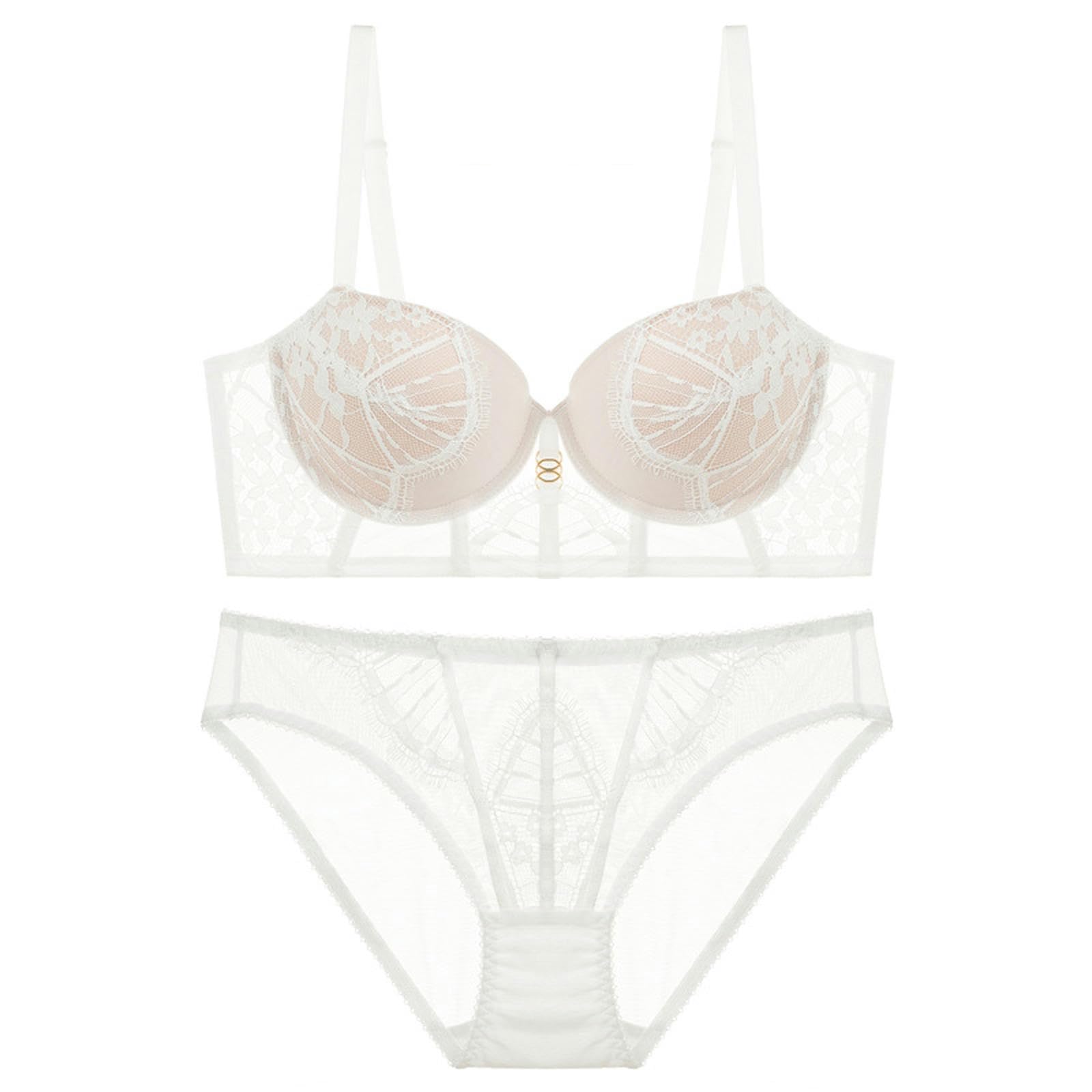 Biancheria Intima Donna Set da Donna in Pizzo Femminile E Mutandini Sottolineato A Push Up Rossa-bianco-32 70b