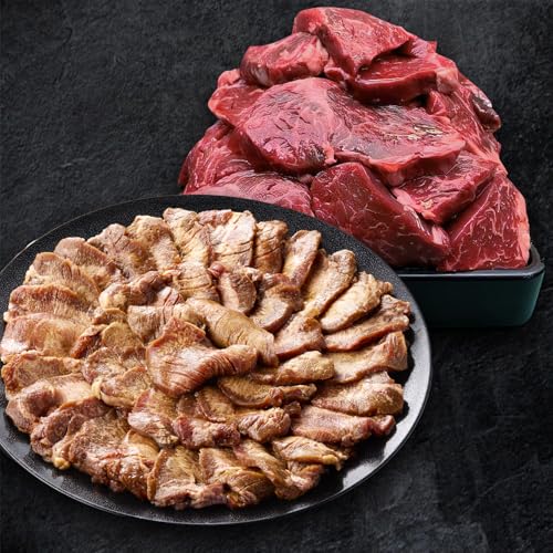 株式会社アキラ商店 厚切り牛タン 600g ( 秘伝の醤油だれ )+ 牛ハラミ肉 300g 合計900g 小分け 牛肉 厚切り 牛たん ハラミ 味付き 焼肉 BBQ キャンプ アウトドア 焼くだけ サイズ不揃い 訳あり セット品