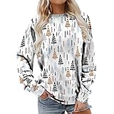 Buetory Sudadera de Navidad para mujer, diseño gráfico de renos de Papá Noel, acogedora, holgada, fea, suéter de Navidad para festivales (Y-blanco, XL), Y-blanco, XL