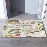 LOKMU Non-Slip Area Rugs Library Comic Doodle of Books Reading Home Decor Rugs Carpet for Classroom Living Room Bedroom Dining Kindergarten Room 2'x3'
