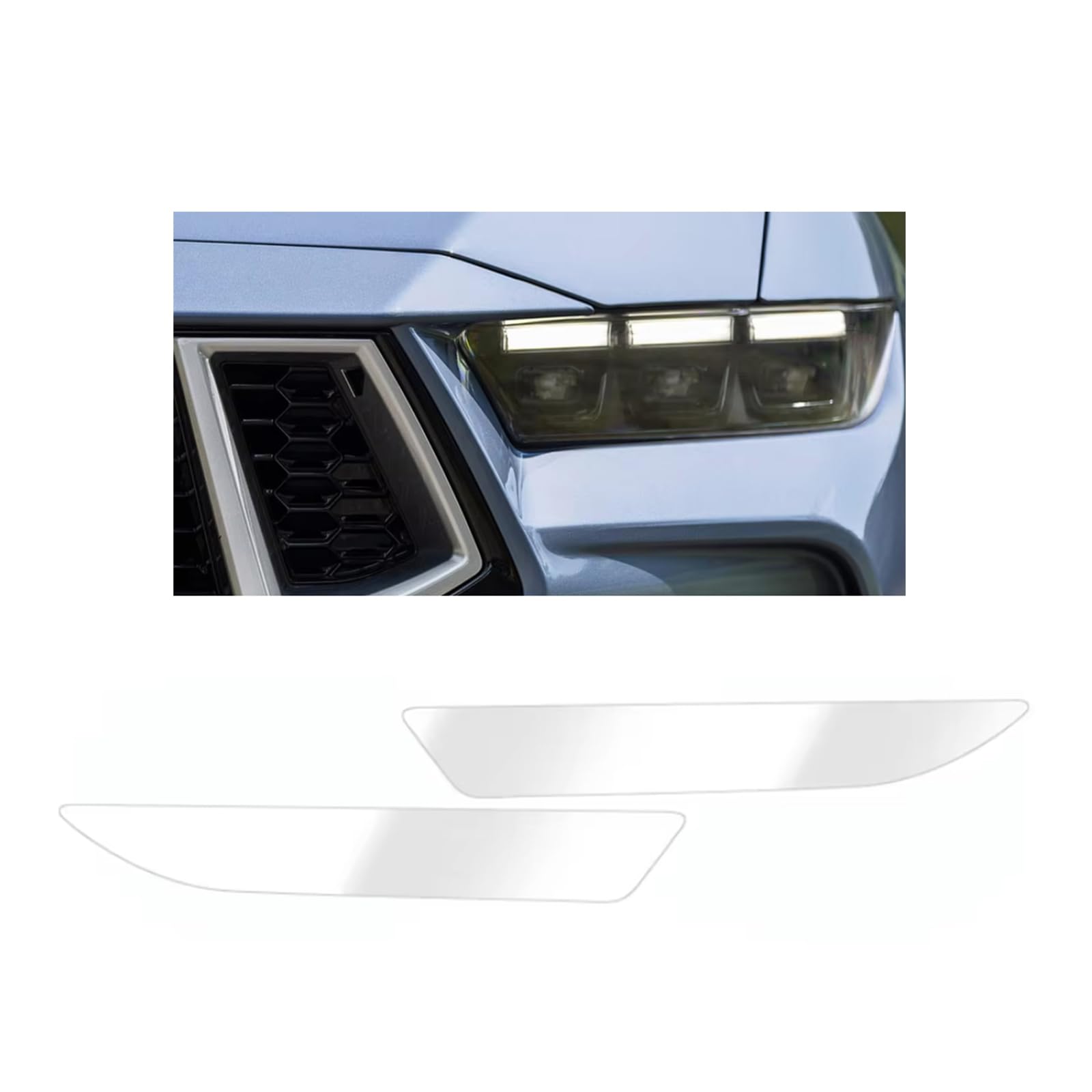 Headlight Film for Ford Mustang 2024-2026, 1Set Transparent/Smoke Black Car Headlight TPU Protective Film