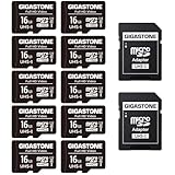 GIGASTONE マイクロSDカード 16GB 10個セット microSDHC U1 C10 85MB/s UHS-I フルHD 動画 SDアダプター2枚付き