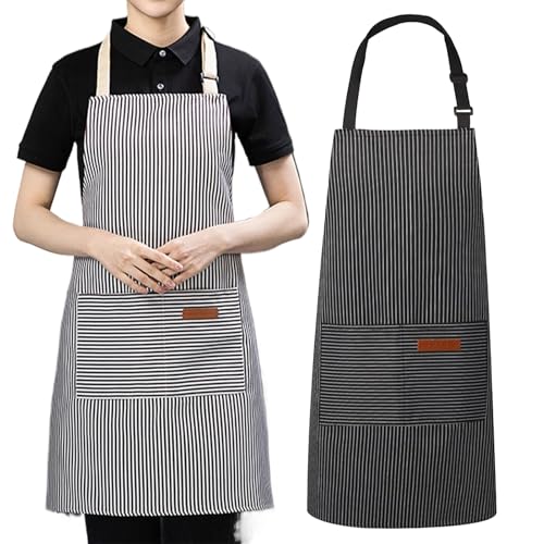 キッチンエプロン - ウエストタイ家事着 - 2ポケット 調理師用 キッチン エプロン - 女性 男性 ウェイター 料理 ガーデニング 手芸 絵画 皿洗い