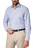 eterna Langarm Hemd Comfort Fit Popeline Kariert, Hellblau/Beige, W41 Langarm