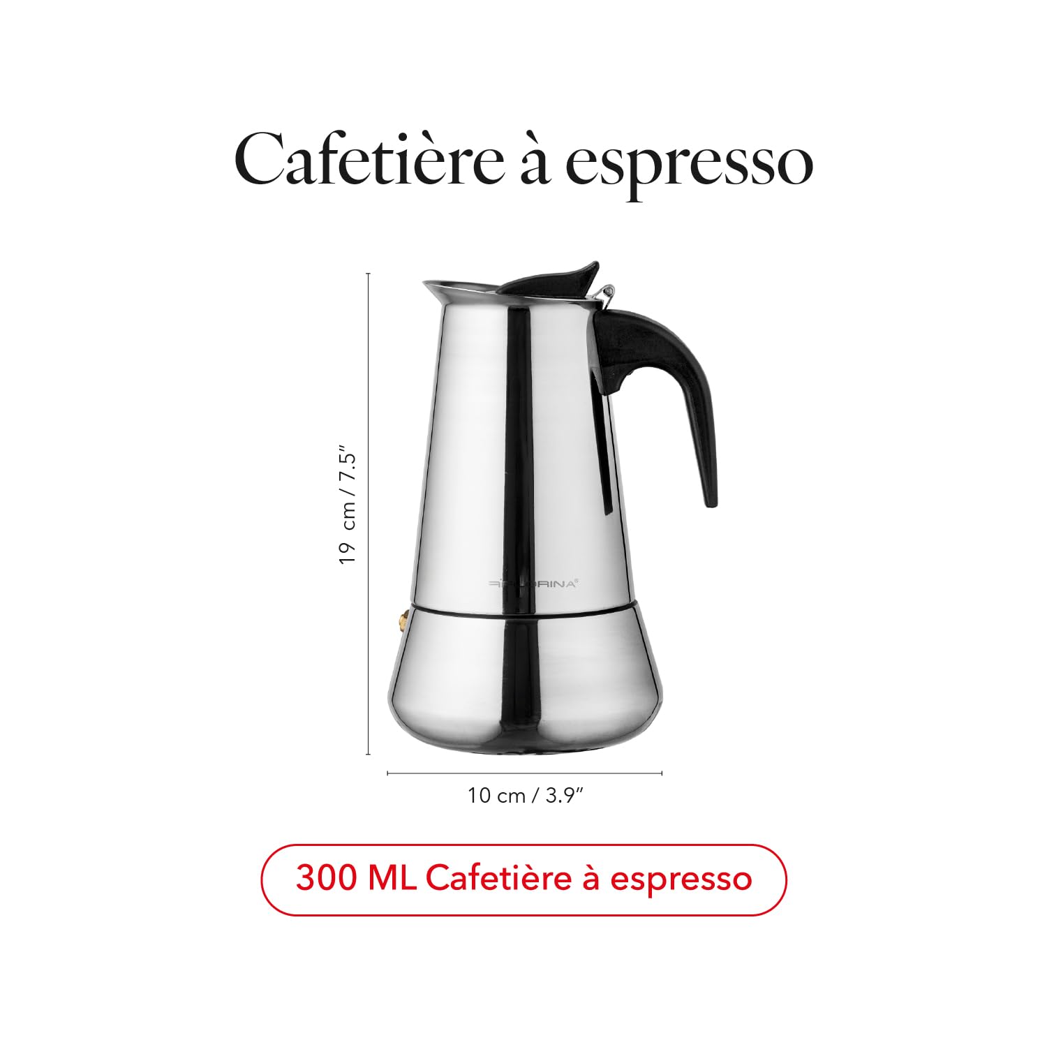 Florina Cafetière Italienne (250 ml) I 6 Tasses I Machine a Cafe Italienne MACCHIATO I Cafetière en Aluminium pour Préparation d'Espresso Italien I Convient à tous les Types de Cuisinières, Induction