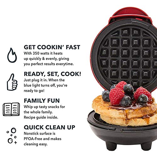 Ousyaah Mini Waffeleisen Maschine, Elektrische Pfannkuchenmaschine, Antihaft, Waffeleisen für Donuts, Muffins und… – Bild 4